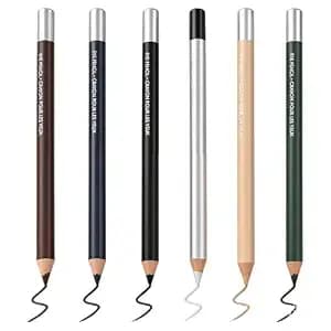 24hr Waterproof Eyeliner Pencil For All-Day Wear, 2026 New Multi-Color Eye Liner Pencil And Eyebrow Blend Tool For Makeup, Smudge Proof Eyeliner Black & Brown For Party Daily Commute (Mix-6pcs)