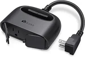 Kasa Outdoor Smart Plug, Smart Home Wi-Fi Outlet With 2 Sockets, ip64 Weather Resistance, Compatible With Alexa, Google Home & Ifttt, No Hub Required, Etl Certified(ep40), Black