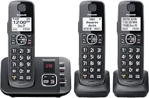 Panasonic Dect 6.0 Expandable System, Cordless Phones With Answering Machine And Call Blocking - 3 Cordless Phones 3 Handsets - Kx-tge633m (Metallic Black)