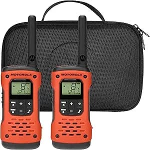 Motorola Solutions, Portable Frs, t605_h2o, Talkabout, Two Way Radios Waterproof Walkie Talkie Emergency Preparedness, Rechargeable, 22 Channel, 35 Mile, Orange W/Black, 2 Pack