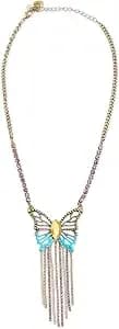Betsey Johnson Women'S Boho Butterfly Fringe Pendant Necklace