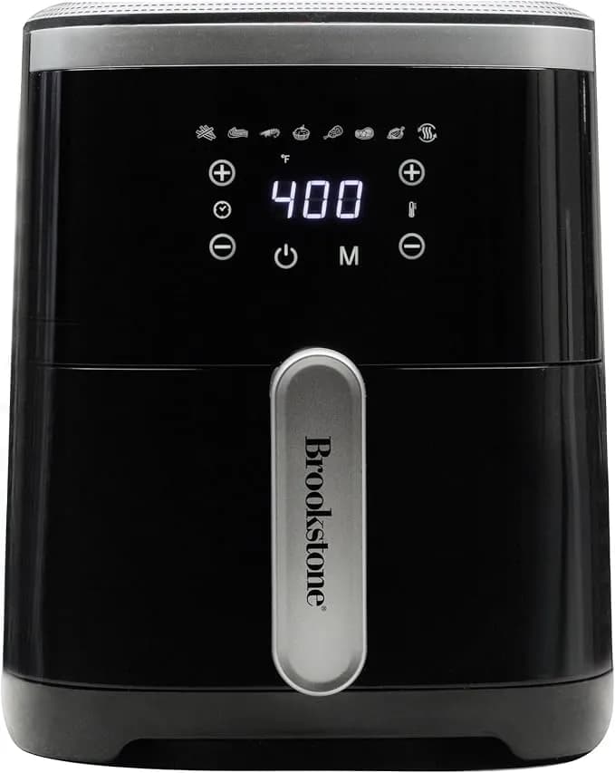 Brookstone 4.5 Qt Air Fryer, 1300w, Led Display, 8 Presets, Black - Digital Led Controls With Adjustable Temperature For Oil-Free Baking, Roasting And Crispy Everyday Cooking