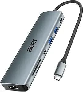 Acer Usb C Hub, 7 In 1 Multi-Port Adapter For Laptop/Mac Type C Devices - 4k Usb C To Hdmi Splitter Hub, 100w Max Pd Port, 2 Usb 3.0 & 1 Usb C Data Ports 5gbps, Sd/Tf Card Reader