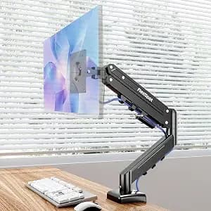 Flexispot Single Monitor Arm, 17-32 Inch Monitor Mount Up To 19.84 Lbs, Fast Install Vesa Mount For Home Office Gaming, Full Adjustable Gas Spring With C-Clamp And Grommet Base, Black