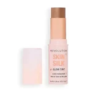 Revolution Skin Silk Glow Tint Sheer Foundation Stick, Tan Cool - Sheer-Light Coverage & Buildable For Even Complexion, Vegan & Cruelty-Free, 0.28 Oz