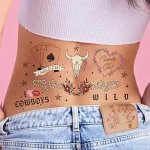 Xo, Fetti 38pc Realistic Western Temporary Tattoos - Rodeo Party Favors - Bachelorette, Birthday, Cowgirl, Accessory, Wild West Fake Tats