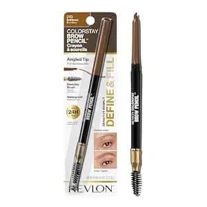 Revlon Colorstay Brow Pencil, 210 Soft Brown, 0.021 Oz - Waterproof Eyebrow Pencil With A Built-In Spoolie Brush. No Smudging, No Fading, With Up To 24 Hours Of Wear.