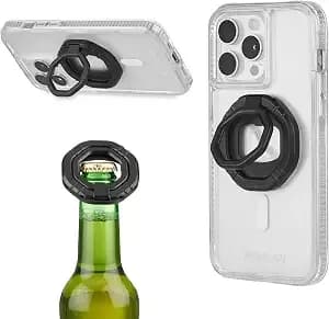 Pelican 3-In-1 Magnetic Phone Grip With Phone Stand & Bottle Opener - Black - Rotatable And Removable For Magsafe Accessories - Magnetic Iphone Holder For Iphone 17 Pro Max/16 Pro/15/14/13/12/Pixel 10