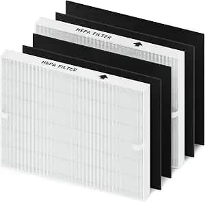 Replacement Filters Set For Coway Airmega Ap-1512hh 200m, 2 Hepas 4 Carbons - Precision Fit For Coway, Odor-Free Active Carbon, 99.7% Hepa Filtration, Zero Air Bypass Foam Seal, 1-Year Replacement Set