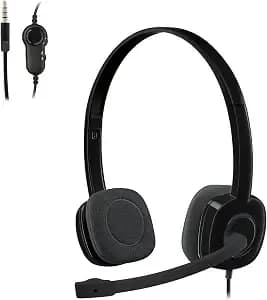 Logitech h151 Wired Analog Stereo Headphones With 3.5 Mm Audio Jack - Black - Analog Headphones, Rotating Mic, 3.5 Mm Audio Jack, In-Line Controls, Compatible With Pc, Mac, Laptop, Tablet, And Smartphone