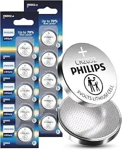 Philips cr2032 3v Lithium Cell Battery 10 Pack, 10 Year Shelf Life - Leak Proof, Child Resistant Packaging Works With Key Fob & Home Electronics