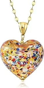 Ross-Simons Italian Murano Glass Heart Pendant Necklace In 18kt Gold Over Sterling. 18 Inches