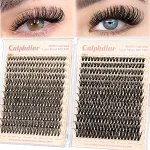 Calphdiar Lash Clusters Wispy Eyelash Clusters 480pcs 40d+50d Individual Lashes Clusters D-Curly Cluster Eyelash Extensions 8-18mm Diy Natural Volume Lash Extension For Beginners