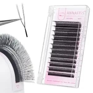 U Shape Yy Eyelash Extension Makeup Mesh Net Cross 2d Y Shape Premade Fans Lash Extensions Hand Woven Natural Soft Faux Mink False Lashes (0.07 D,9-13mm Mix)