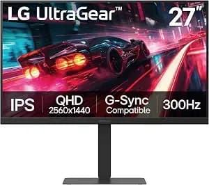 Lg 27g640a-B 27-Inch Ultragear Qhd (2560 X 1440) Ips Gaming Monitor, 300hz, 1ms, Nvidia G-Sync, Amd Freesync Premium, Vesa Displayhdr 400, Hdmi 2.1, Usb Type-C, Tilt/Height/Swivel/Pivot Stand, Black