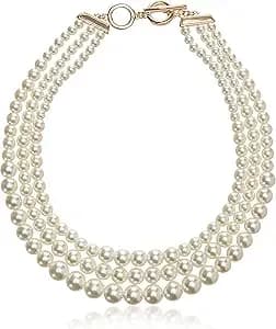 Anne Klein Women'S Pearl Collar Necklace, Statement Fashion Jewelry With Pearl Accents And Adjustable Extender For Everyday And Dress Wear