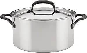 Kitchenaid 5-Ply Clad Polished Stainless Steel Stock Pot/Stockpot With Lid, 6 Quart - Stainless Steel