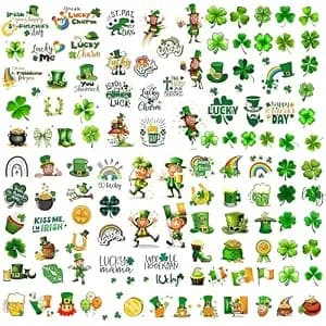Roarhowl Temporary Tattoos, 110 Pieces, St. Patrick'S Day Green Clover Design,St Patricks Day Temporary Tattoos For Women Adul, St Patricks Day Accessories