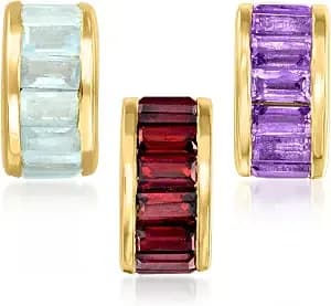 Ross-Simons January/Garnet - Baguette Birthstone Bead Charm In 18kt Gold Over Sterling