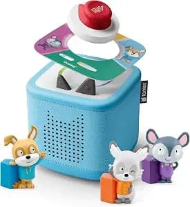 Toniebox 2 Audio Player Bundle For Kids 3+ With Lalalinos Akio, Cosmo, Scout Figurines And Tonieplay Game & Controller - Sky Blue