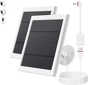 Solar Panel For Ring Camera, 2 Pack 4w Solar Charger Compatible With Ring Spotlight & All-New Stick Up Outdoor Cam Battery, 10ft Long Cable With Usb-C To Ring Barrel Plug Adapter