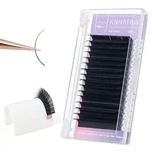 16 Rows Volume Classic Eyelash Extension 0.12 C Curl 8mm Matte Black Individual False Eye Lashes Extension Salon Use Natural Soft Fake Eyelashes Supplies (0.12 C, 8mm)