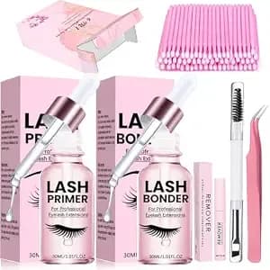 Quklogen Lash Glue Primer Super Lash Bonder For Eyelash Extensions Kit Instant Cure Adhesive Companion Lash Glue Remover 6in1 Professional Use Only Lash Extension Supplies With Tweezers Applicator