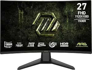 Msi Mag 274cf x24 27-Inch 1920 X 1080 (Fhd) Gaming Monitor, 240hz, Amd Freesync Premium, Hdr Ready, Hdmi, Vga Port, Vesa, Tilt, 0.5ms, Black
