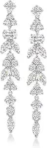 Ross-Simons Rhodium-Plated Drop Earrings With 6.00 Ct. T.W. Czs