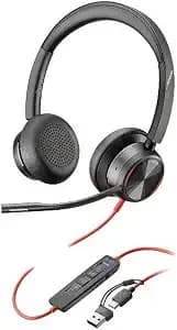 Poly Blackwire 8225 Stereo Microsoft Teams Certified Usb-C Headset + Usb-C/A Adapter