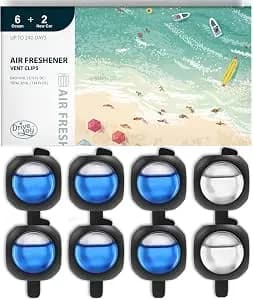 Drivejoy Car Air Freshener Vent Clips, 8 Pk, 6 Ocean, 2 New Car Scent, Long Lasting Air Fresheners For Men & Women, Up To 240 Days, Odor Eliminator