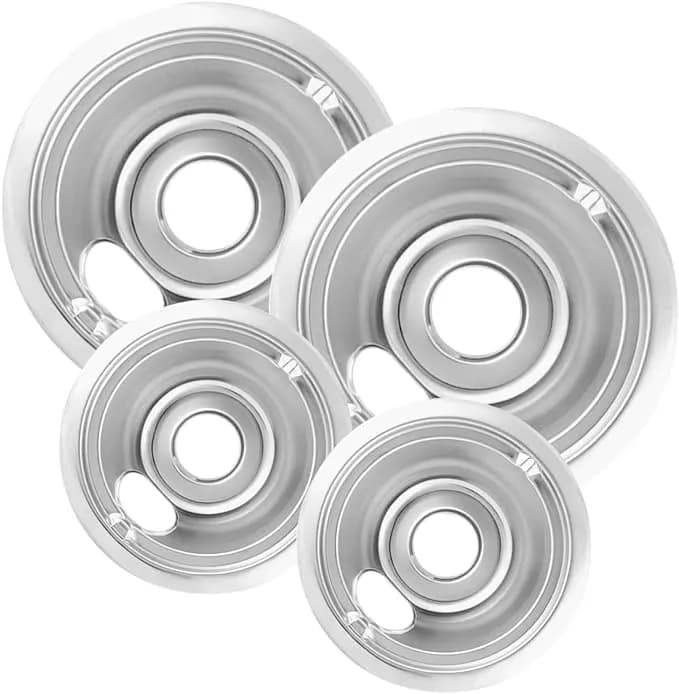 4-Piece Drip Pans Set - Compatible With Ge Stoves - Chrome Finish Electric Stove Burner Drip Pans - 2 X 6inch, 2 X 8inch Stove Drip Pans - Ge Stove Drip