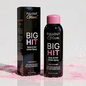 Full Out Glam Big Hit Pink Glitter Spray For Hair And Body, 5.07oz Bottle - Hair Glitter For Cheer, Dance, And Athletic Glam. Shimmer & Sparkle Body Spray. Fast-Drying, Non-Greasy Feel.