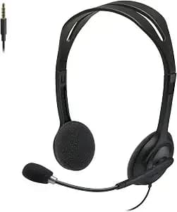 Logitech h111 Wired Headset, Stereo Headphones With Noise-Cancelling Microphone, 3.5 Mm Audio Jack, Pc/Mac/Laptop/Smartphone/Tablet - Black