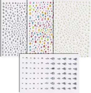 Face Gems - Self Adhesive Body Glitter Hair Jewelry Tattoos - Rhinestones Earrings Nail Jewels For Women - Gem Stickers Halloween Makeup Costumes Shirts Pajamas For Adult - Festival Rave Essentials