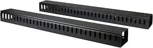 Startech 40u Vertical Cable Manager, Finger Ducts, 2-Pack 3ft (cmver40uf) - 2-Pack 20u Vertical Cable Organizer Panels, Rack-Mount Cable Raceway, Finger Ducts, 2x 3ft (91cm) Wire Organizers, 19in Rack