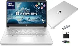 Hp 14” Laptop Ultra-Portable Computer 2026 Student Business, Ms Office, Copilot Ai, Intel 4-Core Cpu, 4gb Ram, 628gb Storage (128gb Ufs+500gb Ext), Long Battery, Maxsolaccessory, Win 11 Pro, Silver