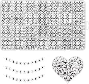Ymsdzhl Alphabet Beads A-Z 1300pcs Letter Bead For Bracelet Jewelry Making - Acrylic 4x7mm Round Alphabet Beads Kits,Black Digit And Colorful Smile Beads For Bracelets Making Kits