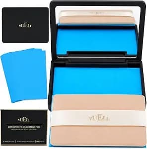 Mirror Compact Oil Absorbing Sheets For Face With Wide Puff - Makeup-Friendly;Refillable Kit;Oil Blotting Papers;Makeup Blotting Sheets;Oil Blotting Sheets;Travel & Photos