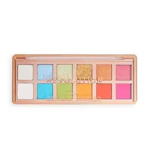 Revolution The Vibrant Icon Brights Palette, 12 Shades - Pigmented Cream Matte & Shimmer Shades, Blendable & Compact Formula, Vegan & Cruelty-Free, 3.53 Oz