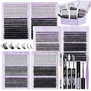 Diy Lash Extension Kit 1676pcs D Curl Individual Spike Manga Lash Clusters Kit With Bottom Lashes, Lash Bond And Seal, Remover, Tweezers,Brush By Quaffly
