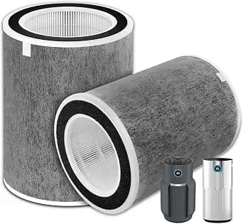 2 Pack hp202 hp302 Replacement Filter For Shark hp201 hc502, #he2fkbas,Grey - Fits hp301, hp232, ap1000max Clean Sense Iq, 3-In-1 Filtration Captures 99.98% Of Fine Particles, Tool-Free Installation