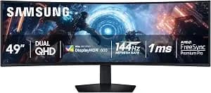 Samsung 49-Inch Odyssey g9 (g91f) Dqhd, 144hz, Curved Gaming Monitor, Ultra-Wide 32:9 Screen, Displayhdr 600, Amd Freesync™ Premium Pro, Ergonomic Stand, ls49fg910enxza, 2025 - 144hz, Ultra-Wide 32:9 Screen, Displayhdr 600, Amd Freesync Premium Pro, Ergon