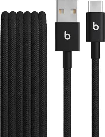 Beats Usb-A To Usb-C Woven Cable Fast Charging Durable And Tangle-Free Design Compatible Charger For Apple & Android Devices (1.5 M, 5 Ft) - Bolt Black