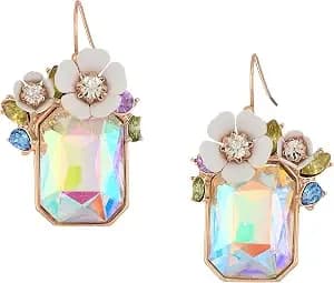 Flower Cluster Stone Drop Earrings