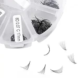 Wendy Lashes Premade Fans Eyelashes 8d, 500pcs,13-20mm D-Curl - 8d Volume, Handmade, Mixed Lengths, Short Stem, Soft Natural