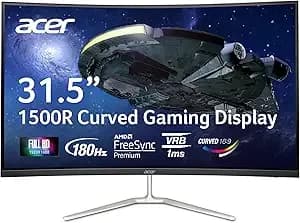 Acer Nitro 31.5" Fhd 1920 X 1080 1500r Curved Pc Gaming Monitor - Amd Freesync™ Premium - Up To 165hz Refresh - 1ms Vrb - Vesa Mountable - 1 X Display Port 1.2 & 2 X Hdmi 1.4 - eda320q Pbiipx