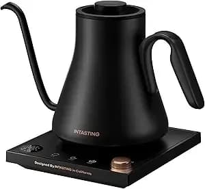 Intasting Gooseneck Electric Kettle With 1℉ Temperature Control, 0.9 Liter - Fast Heating, Stainless Steel Interior, For Pour Over Coffee, Tea & Boiling Water, Keep Warm, Auto Shut-Off, 1200w, Black