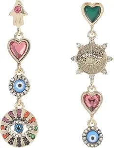 Betsey Johnson Womens Evil Eye Linear Earrings