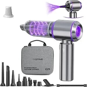 Vacuum/Air Duster 80,000rpm Super Power Mini Car Vacuum Cleaner - 80,000 Rpm Portable Rechargeable Dust Blower Gun, High Power Suction Pump, Car Interior Cleaning Detailing Kit For Home